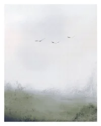 Pájaros volando sobre un campo, c.2018 (técnica mixta)