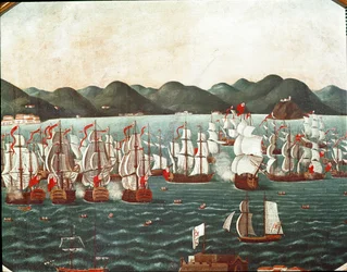 Barcos ingleses en la bahía de Río de Janeiro