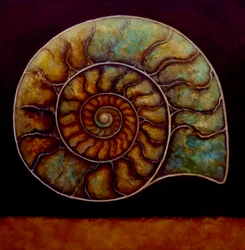 Ammonite dorado y burdeos, 2021