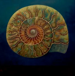 Amonita, oro y verde