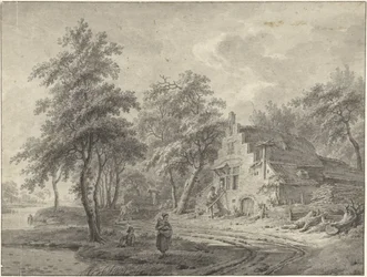 Casa de campo en un camino rural
