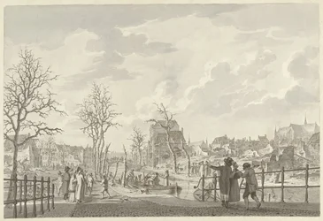 Ruinas en Rapenburg en Leiden, después del desastre de la pólvora del 12 de enero de 1807