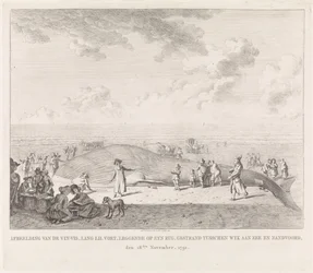 Rorcual común varado en la playa de Zandvoort Imagen del Vin-Vis (...) varado entre Wyk aan Zee y Zandvoord, 18 de noviembre de 1791 (título sobre objeto)