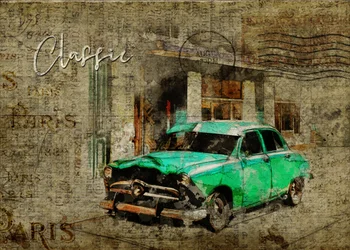 Coche clásico verde de París