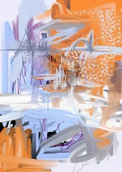 Naranja, azul, moderno, abstracto