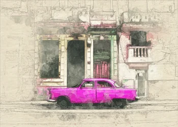 Tranvía vintage rosa