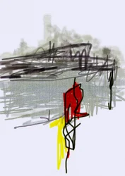 Abstracto urbano en figuras rojas