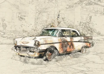 Coche clásico desgastado por el paso del tiempo