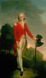 Retrato de Aubrey, Conde de Burford, con el uniforme de Capitán en el 34º pie