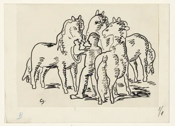 Hombre con tres caballos