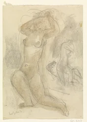 Dos desnudos arrodillados