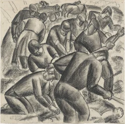 Cosechadores de patatas trabajando en el campo