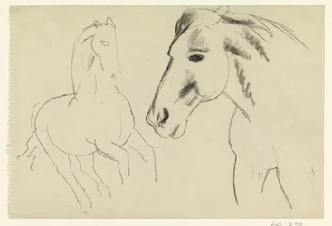 Caballo galopante y cabeza de caballo