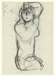 Mujer desnuda arrodillada
