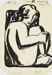 Mujer desnuda sentada con las rodillas levantadas (boceto)