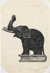 Elefante sobre libro (boceto)