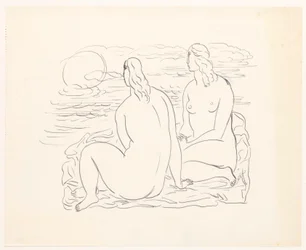 Dos mujeres desnudas en la playa