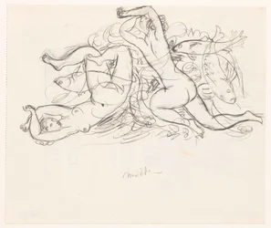 Dos mujeres desnudas y tres peces