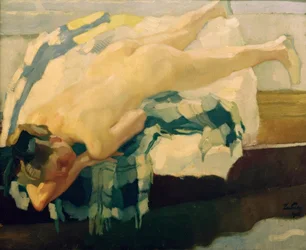 Desnudo femenino en la barca