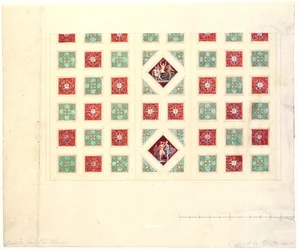 Diseño del techo para la sala de escritura de Ludwig I en la Residencia Konigsbau, Múnich, c.1835