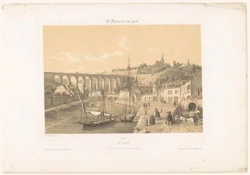 Vista del viaducto de Dinan desde el muelle
Dinan. Vue du viaduc prise du quai (título en el objeto)
Francia contemporánea (título de la serie)
La France de nos jours (título de la serie en el objeto)
