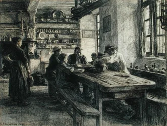 Figuras en un interior de cocina