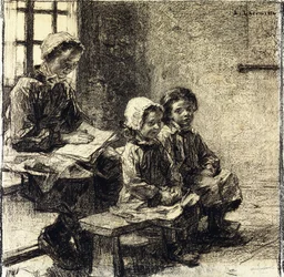 Niñas en la escuela de Mont-Saint-Pere
