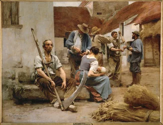 Pagando a los cosechadores (óleo sobre lienzo)