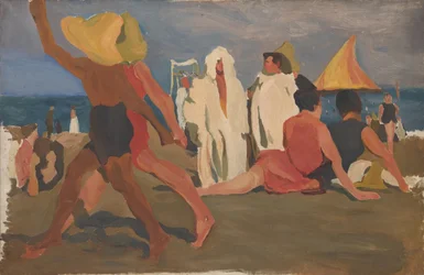 Bañistas en el Lido, Venecia Serge Diaghilev y Vaslav Nijinsky en la playa