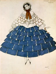 Chiarina, diseño para un disfraz para el ballet Carnaval compuesto por Robert Schumann, 1919