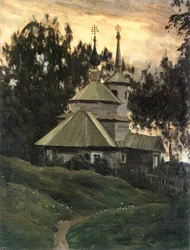 Iglesia en el campo (óleo sobre lienzo)