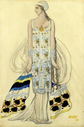 Diseño de vestuario para Ida Rubinstein en el drama Fedra de Jean Racine
