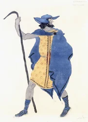 Diseño de vestuario para Edipo en Colono - el Extraño, c. 1899-1909