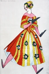 Diseño de vestuario para el ballet La Tienda de Juguetes Mágica de G. Rossini, 1919