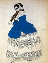 Estrella, boceto de vestuario para el ballet Carnaval (acuarela)