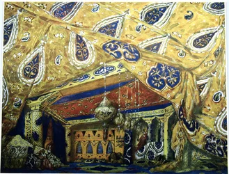 Diseño de escenario para el ballet Sheherazade de N. Rimsky-Korsakov, 1910