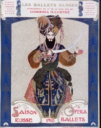 Los ballets rusos en la ópera - acuarela por Bakst, en “Comoedia ilustrada”