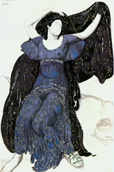 La ninfa Eco, boceto de vestuario para el ballet " Narciso " de Nicolai Cherepnin (acuarela y plata sobre papel)