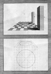 Tratados sobre arquitectura, perspectiva y geometría: tabla tomada de "De Architectura Libri decem" de Leon Battista Alberti (1404-1472), arquitecto, matemático y poeta italiano del Renacimiento, Londres
