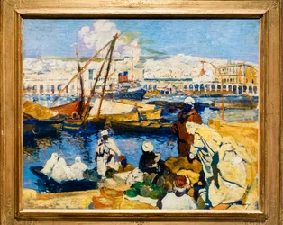 Embarque en el puerto de Argel (óleo sobre lienzo)