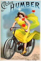 Transporte. Bicicletas Humbert. Póster de Choubrac, Francia, c.1895