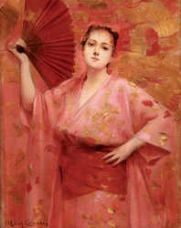 Georges Achille-Fould en vestido japonés, ca 1885