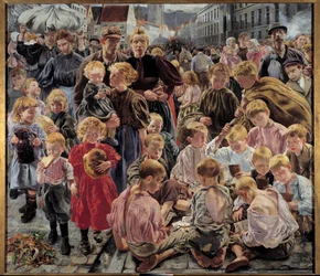 Realismo social: "Las edades del trabajador" Parte central de un cuadro de Leon Frederic (1856-1940)