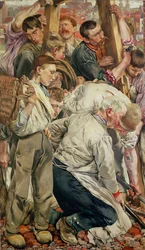 Los hombres, panel izquierdo de La Edad del Trabajador