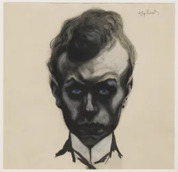 Autorretrato, c.1903 (pincel, tinta negra y pastel sobre papel crema)