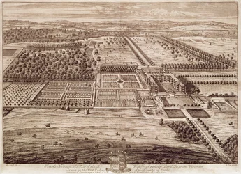 Vista de Temple Newsam House desde el este, grabado por Jan Kip (c.1652-1722) 1702
