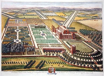 Wollaton Hall en el condado de Nottingham grabado por Johannes Kip (c.1652-1722) (grabado)