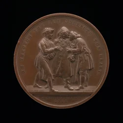 Solicitando votos escena central de una pintura de William Hogarth [reverso], 1848