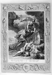En la mitología griega, Perseo corta la cabeza de Medusa la Gorgona
