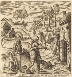 José, María y Jesús regresando a Nazaret